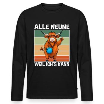 Tenue de bowling drôle dire bowling sport design - T-shirt manches longues Premium bio Homme - noir - Devant - Nico (187cm)