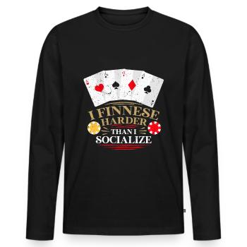 Bridge Spieler - Männer Premium Bio Langarmshirt - Schwarz - Vorne - Nico (187cm)