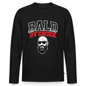 Perte de cheveux chauves Tête chauve Bientôt par choix - T-shirt manches longues Premium bio Homme - noir - Devant - Nico (187cm)