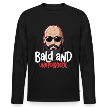 Perte de cheveux chauve Tête chauve et sans excuses - T-shirt manches longues Premium bio Homme - noir - Devant - Nico (187cm)