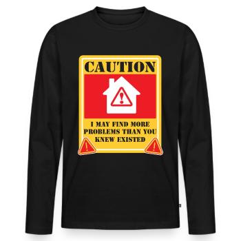 Arpenteur-géomètre en bâtiment Inspecteur en bâtiment - T-shirt manches longues Premium bio Homme - noir - Devant - Nico (187cm)