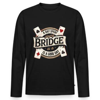 Joueur de bridge Une journée passée à jouer au bridge - T-shirt manches longues Premium bio Homme - noir - Devant - Nico (187cm)