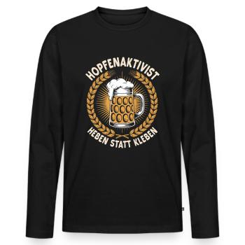 Hopfenaktivist Heben statt kleben Sauftour | Bier - Männer Premium Bio Langarmshirt - Schwarz - Vorne - Nico (187cm)