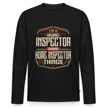 Arpenteur-géomètre en bâtiment Inspecteur en bâtiment - T-shirt manches longues Premium bio Homme - noir - Devant - Nico (187cm)