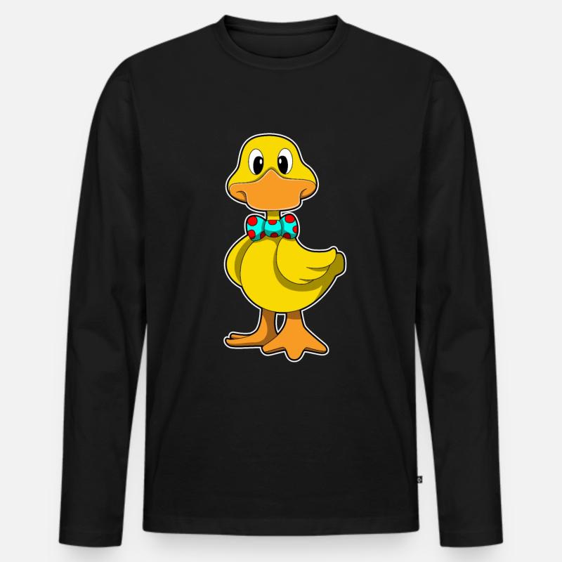 Ente mit Schleife - Männer Premium Bio Langarmshirt - Schwarz