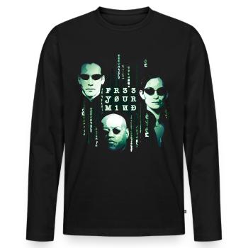 Matrix Neo Trinity Morpheus - T-shirt manches longues Premium bio Homme - noir - Devant - Nico (187cm)