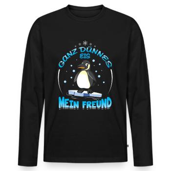 Dünnes Eis mein Freund Pinguin - Männer Premium Bio Langarmshirt - Schwarz - Vorne - Nico (187cm)