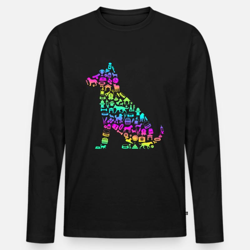 Hund - Männer Premium Bio Langarmshirt - Schwarz