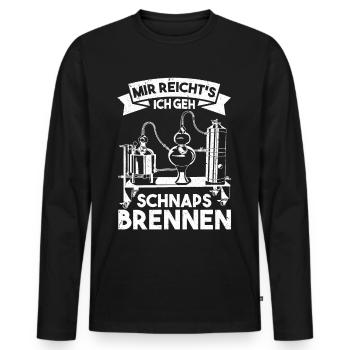 Mir Reicht's Ich Geh Schnaps Brennen - Männer Premium Bio Langarmshirt - Schwarz - Vorne - Nico (187cm)