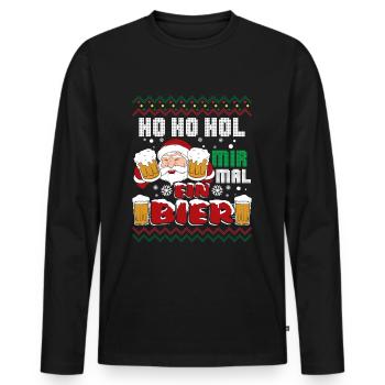 Ho Ho Hol mir mal Bier - Männer Premium Bio Langarmshirt - Schwarz - Vorne - Nico (187cm)