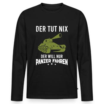 Panzer Der Tut Nix Der Will Nur Panzer Fahren - Männer Premium Bio Langarmshirt - Schwarz - Vorne - Nico (187cm)