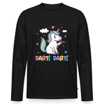 Darti Darti Einhorn Dartspieler Dart Einhorn - Männer Premium Bio Langarmshirt - Schwarz - Vorne - Nico (187cm)