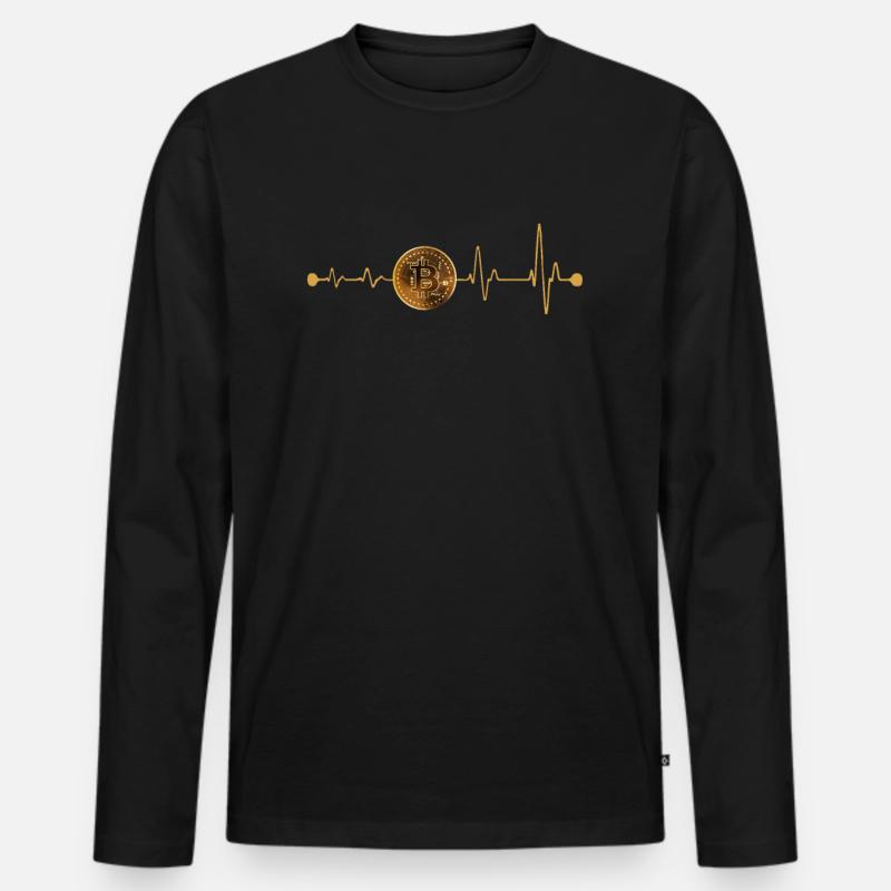Bitcoin Herzschlag - Männer Premium Bio Langarmshirt - Schwarz