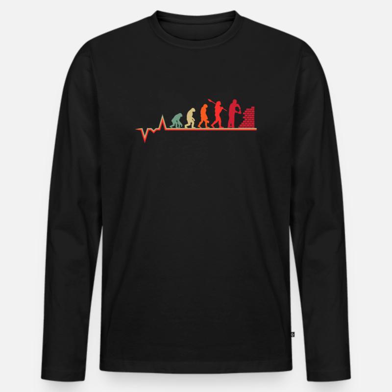 Evolution Maurer Herzschlag Bauarbeiter - Männer Premium Bio Langarmshirt - Schwarz