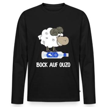 Bock auf Ouzo - Männer Premium Bio Langarmshirt - Schwarz - Vorne - Nico (187cm)