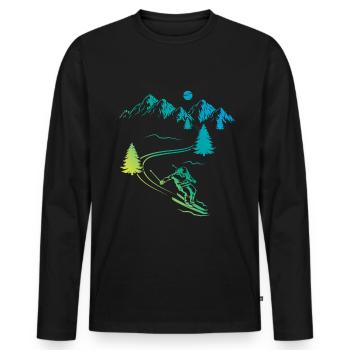 Skifahren Abfahrt Berg Wintersport - Männer Premium Bio Langarmshirt - Schwarz - Vorne - Nico (187cm)