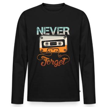 Never Forget Kasette Old School - Männer Premium Bio Langarmshirt - Schwarz - Vorne - Nico (187cm)