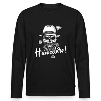 Hawedere - Männer Premium Bio Langarmshirt - Schwarz - Vorne - Nico (187cm)