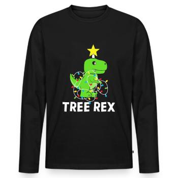 Tree Rex Christmas Dinosaur Tree T Rex Dinosaur - Männer Premium Bio Langarmshirt - Schwarz - Vorne - Nico (187cm)