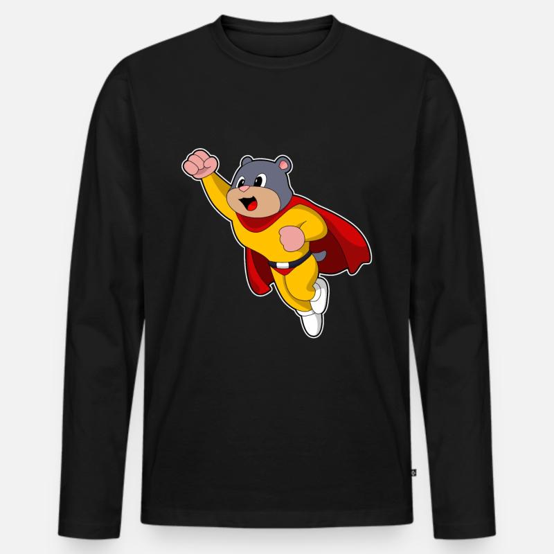 Maulwurf als Held - Männer Premium Bio Langarmshirt - Schwarz