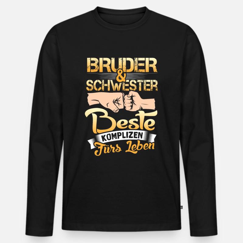 Bruder und Schwester beste Komplizen - Männer Premium Bio Langarmshirt - Schwarz
