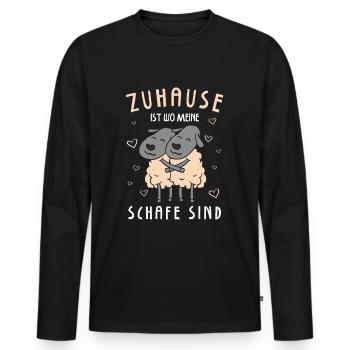Zuhause Ist Wo Meine Schafe Sind Schäfer - Männer Premium Bio Langarmshirt - Schwarz - Vorne - Nico (187cm)