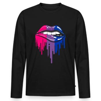 Bisexuelle Lippen - Männer Premium Bio Langarmshirt - Schwarz - Vorne - Nico (187cm)
