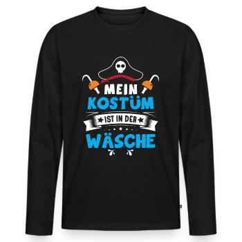 Mein Kostüm ist in der Wäsche - Männer Premium Bio Langarmshirt - Schwarz - Vorne - Nico (187cm)