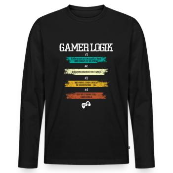 Gamer Logik - Männer Premium Bio Langarmshirt - Schwarz - Vorne - Nico (187cm)