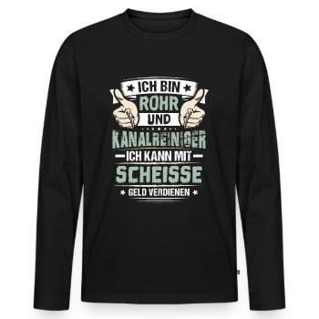 Rohr und Kanalreiniger - Männer Premium Bio Langarmshirt - Schwarz - Vorne - Nico (187cm)