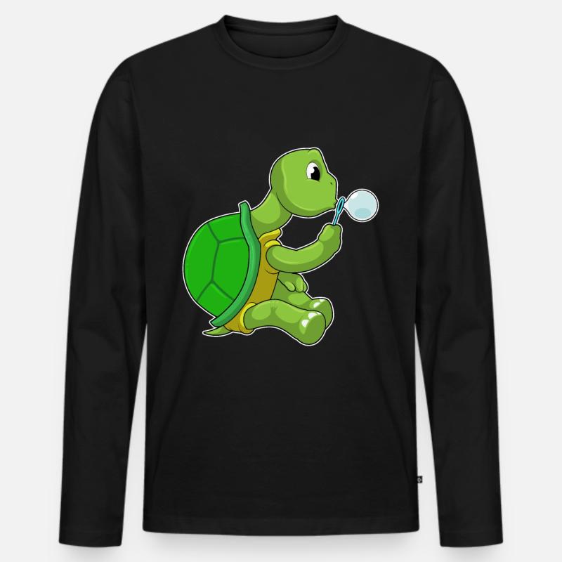 Turtle with soap bubbles - Men's Premium Organic Long Sleeve Shirt - black