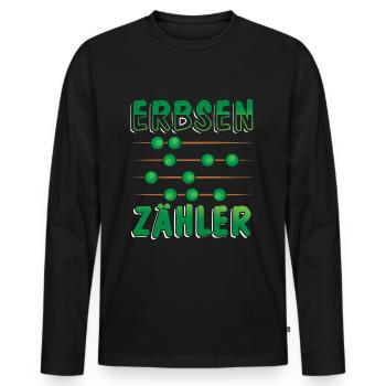 Erbsen Zähler - Männer Premium Bio Langarmshirt - Schwarz - Vorne - Nico (187cm)