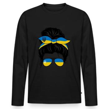 Ukraine Girl Stirnband Starke Frau Dutt Ukraine - Männer Premium Bio Langarmshirt - Schwarz - Vorne - Nico (187cm)