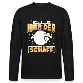 Ich bin hier der Schäff - Männer Premium Bio Langarmshirt - Schwarz - Vorne - Nico (187cm)