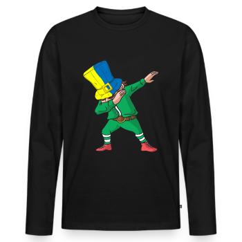 Dabbing St Patty Ukraine St. Patrick's Shenanigan - Men's Premium Organic Long Sleeve Shirt - black - Front - Nico (187cm)