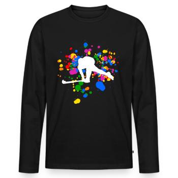 Chemise colorée de conception de hockey sur gazon - T-shirt manches longues Premium bio Homme - noir - Devant - Nico (187cm)
