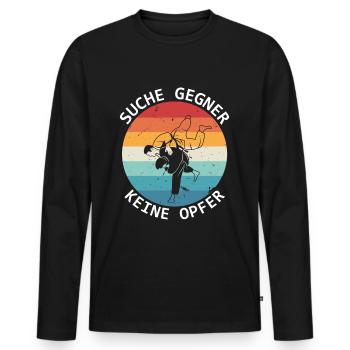 Judo Suche Gegner Keine Opfer Lustiges Jiu-Jitsu - Männer Premium Bio Langarmshirt - Schwarz - Vorne - Nico (187cm)