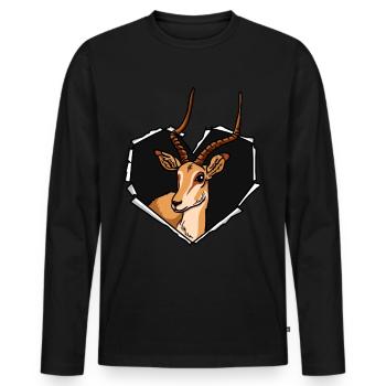 Antilope de fissure Déchirure trou coeur antilope - T-shirt manches longues Premium bio Homme - noir - Devant - Nico (187cm)