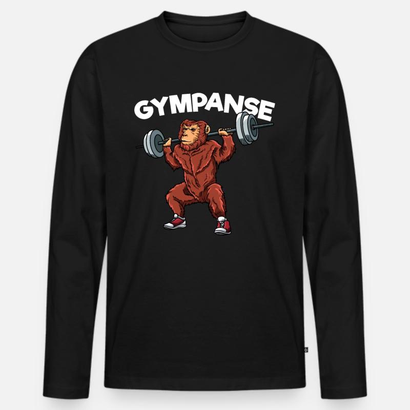 Gympanse - Männer Premium Bio Langarmshirt - Schwarz