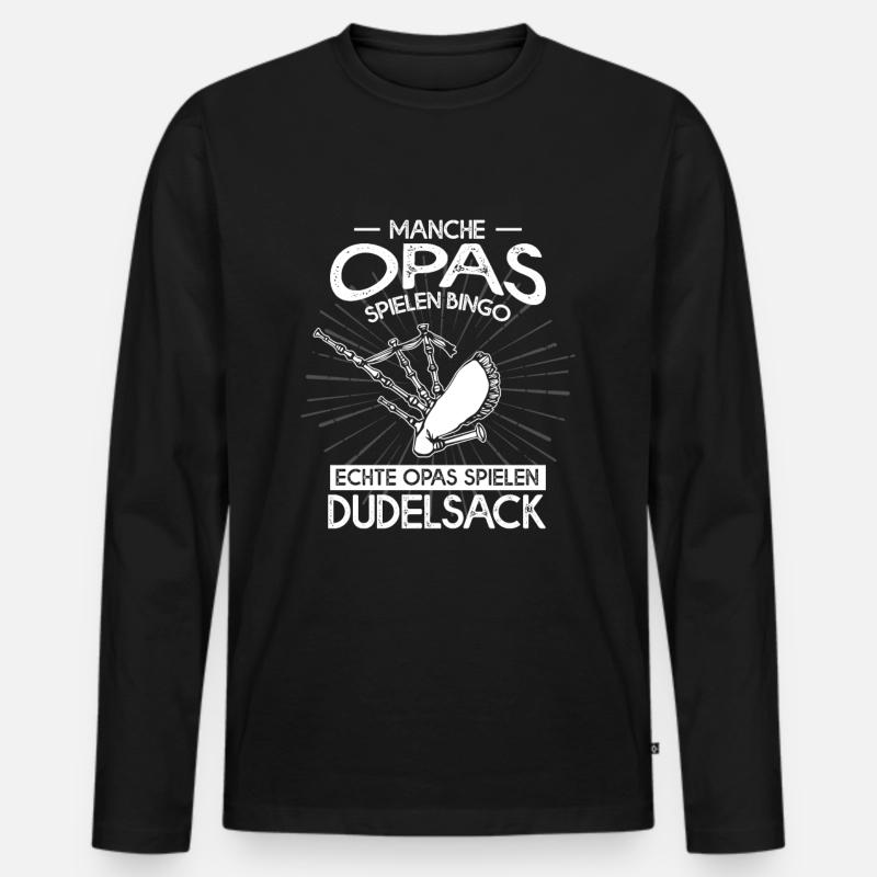 Echte Opas Spielen Dudelsack Bingo - Männer Premium Bio Langarmshirt - Schwarz