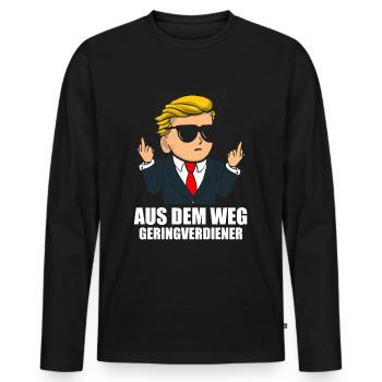Out of the way Low-income wealthy millionaire - Men's Premium Organic Long Sleeve Shirt - black - Front - Nico (187cm)
