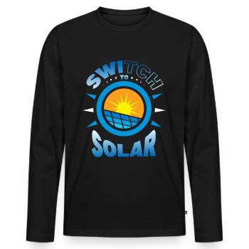 Switch to Solar - Männer Premium Bio Langarmshirt - Schwarz - Vorne - Nico (187cm)