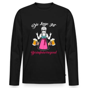 Die Lage Ist Besäufniserregend Dirndl Bier Saufen - Männer Premium Bio Langarmshirt - Schwarz - Vorne - Nico (187cm)