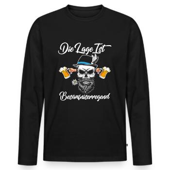 Die Lage ist besäufniserregend Bier - Männer Premium Bio Langarmshirt - Schwarz - Vorne - Nico (187cm)