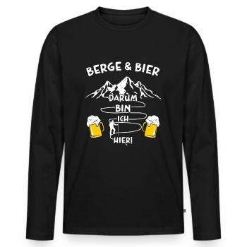 Berge und Bier Darum Bin Ich Hier - Männer Premium Bio Langarmshirt - Schwarz - Vorne - Nico (187cm)