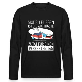 Modellfliegen Ist Die Wichtigste Zutat - Männer Premium Bio Langarmshirt - Schwarz - Vorne - Nico (187cm)
