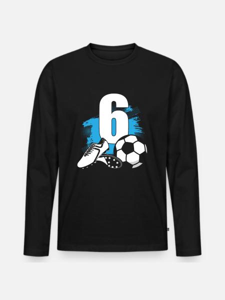 Fodbold 6 år gammel fodboldspiller 6 års fødselsdag - Premium økologisk langærmet T-shirt til mænd - sort