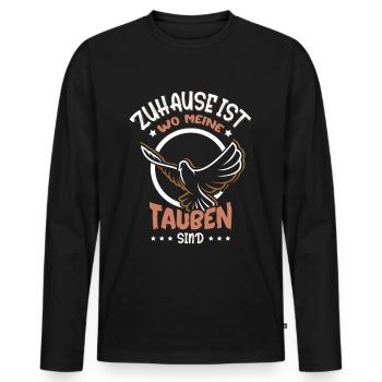 Zuhause ist wo meine Tauben sind - Männer Premium Bio Langarmshirt - Schwarz - Vorne - Nico (187cm)