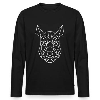 Wild boar - Men's Premium Organic Long Sleeve Shirt - black - Front - Nico (187cm)