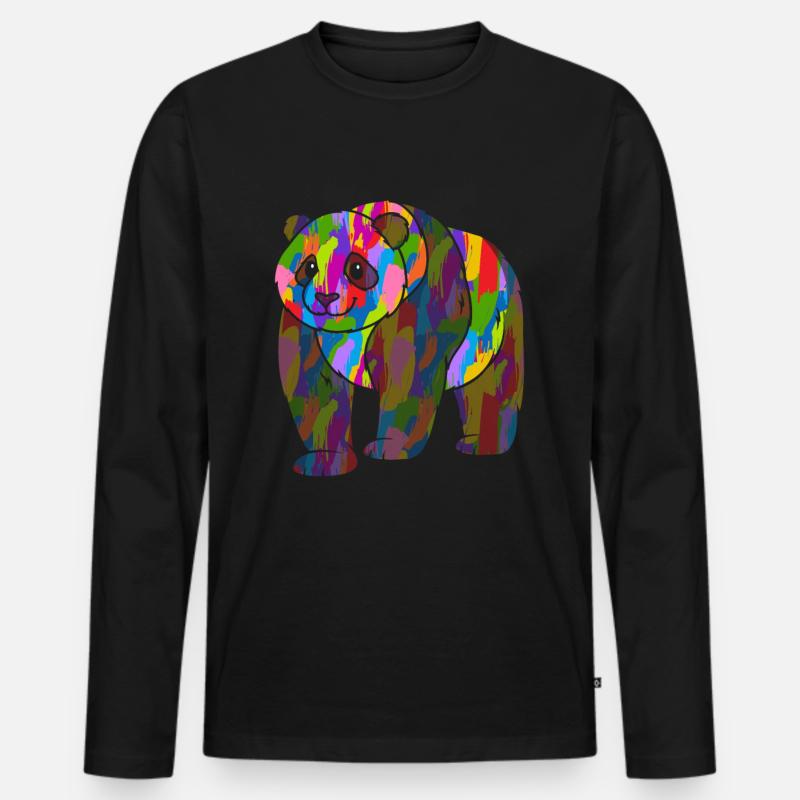 Panda Bunt - Männer Premium Bio Langarmshirt - Schwarz